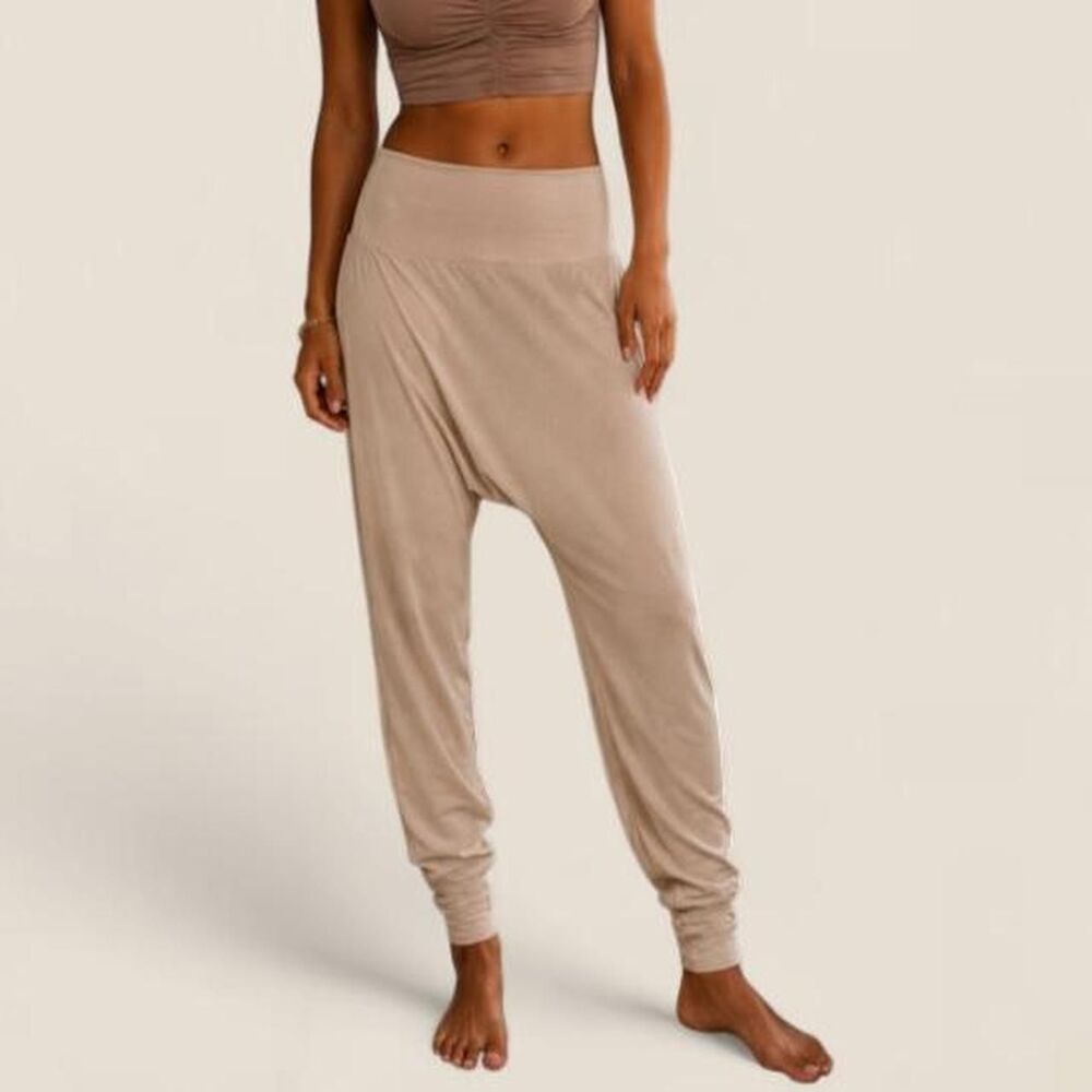 Free People Echo beige harem jogger lounge pants oversized drop crotch size M